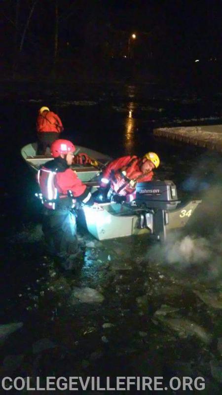 Wintertime flood and water rescue on the Perkiomen Creek